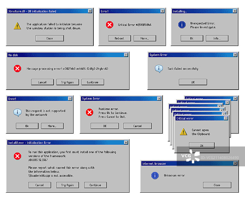 错误消息窗口计算机系统警告图片素材