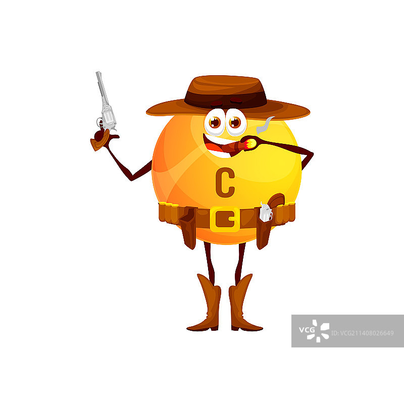 卡通维生素C牛仔角色图片素材
