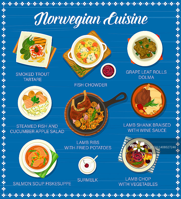 挪威鱼肉美食菜单图片素材