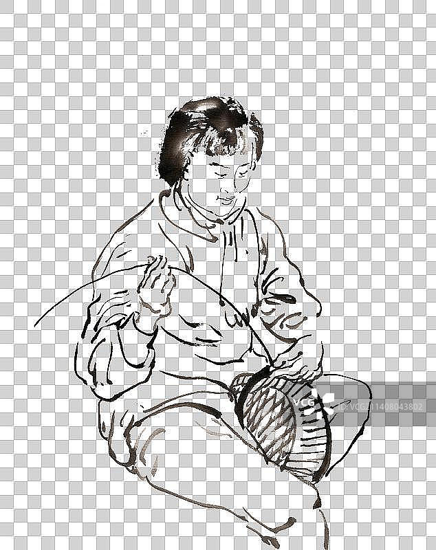 编筐子的女人图片素材