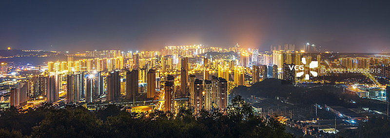 鸟瞰龙岩城市夜景图片素材