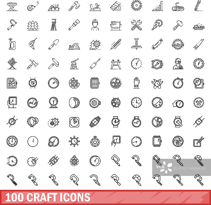 100个工艺品图标轮廓样式图片素材