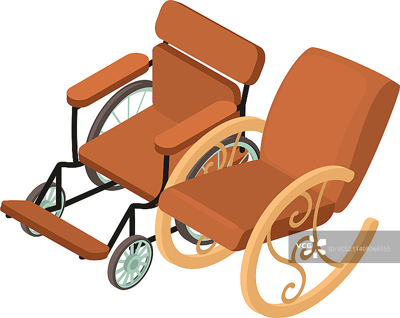 2.5D棕色老年人家具图标图片素材