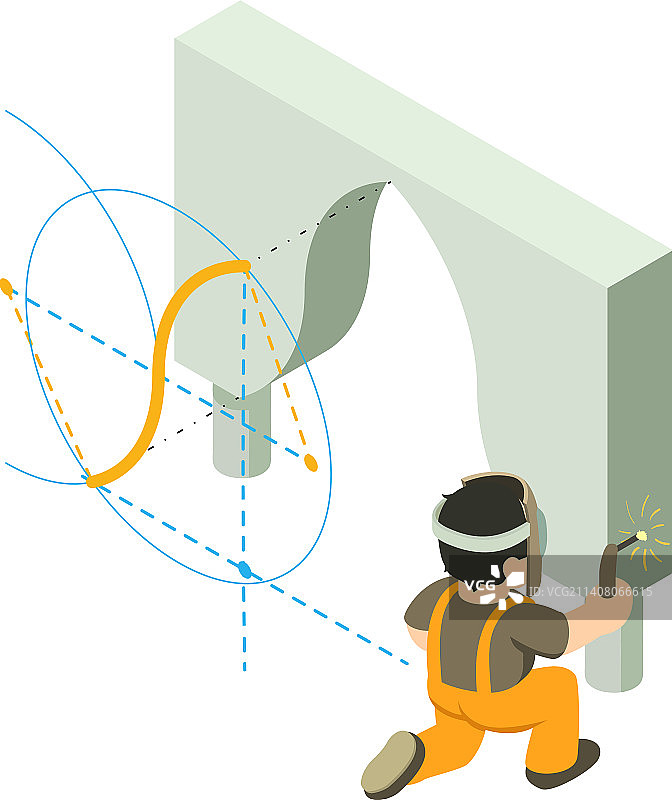 焊接工作图标2.5D：焊工搬运图片素材