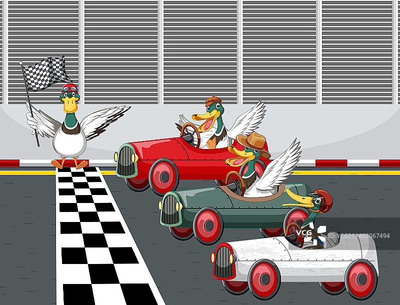 肥皂盒德比与鸭子卡通形象比赛图片素材