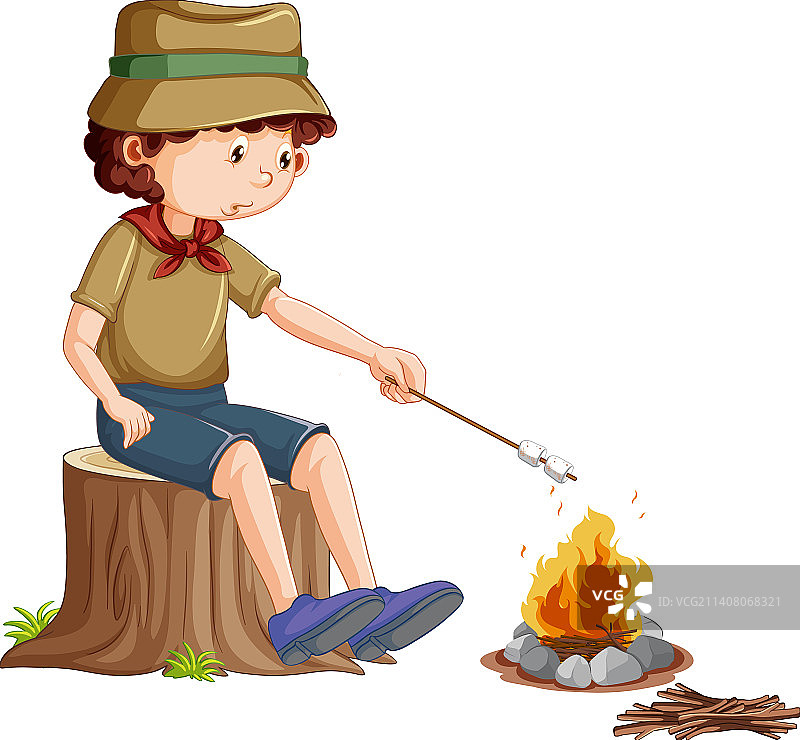 童子军烤棉花糖图片素材