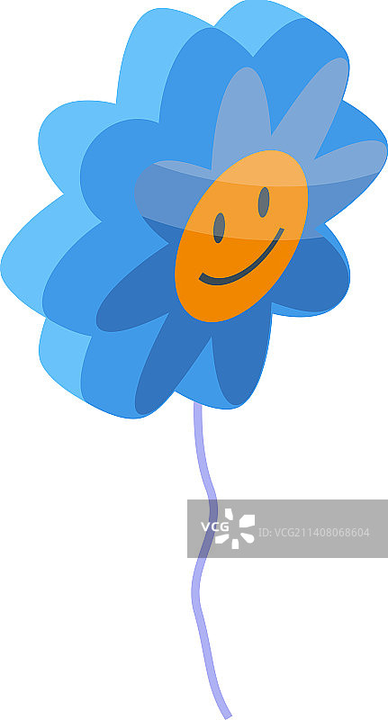 蓝色花朵气球2.5D图标图片素材