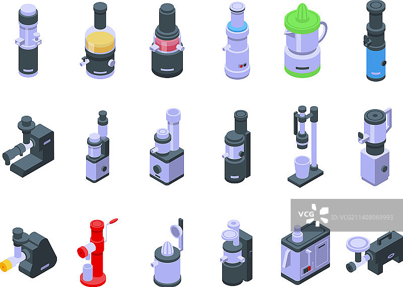 2.5D家用榨汁机图标集图片素材