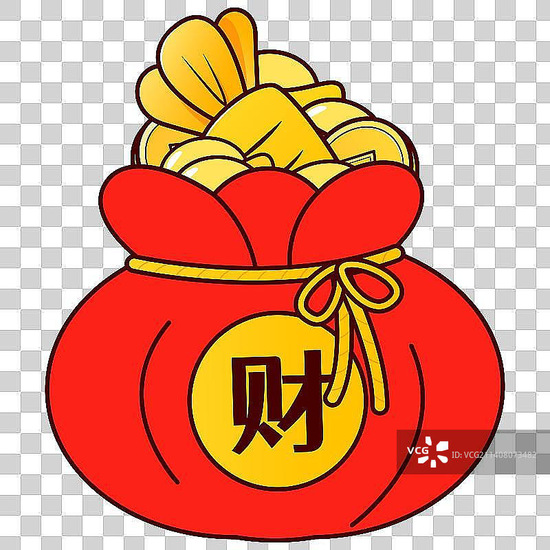 可爱的装满财富的福袋矢量插画元素图片素材
