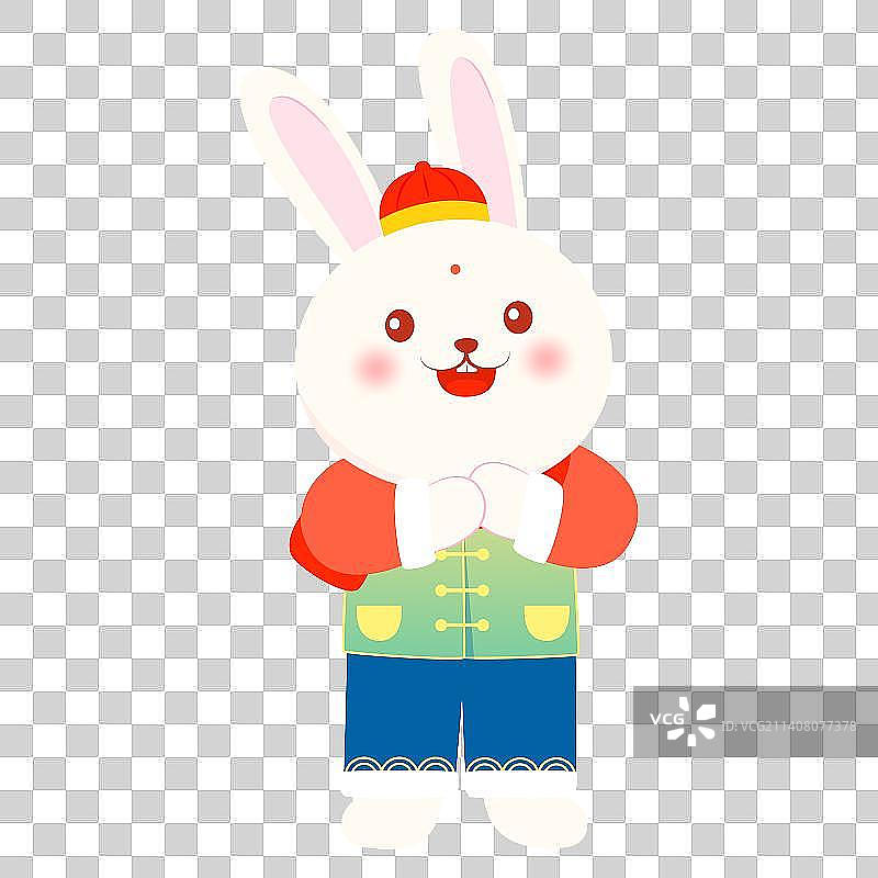 可爱的兔子拜年矢量插画元素图片素材