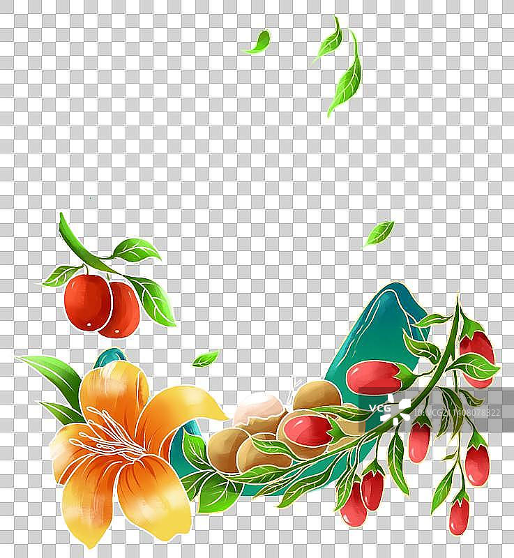 百合花枸杞大枣图片素材