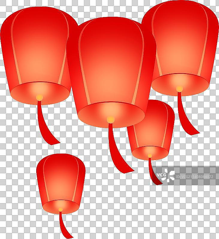 孔明灯天灯许愿灯插画元素，新年春节元宵节灯谜小年元旦梅花海报，新春佳节张灯结彩金融宣传广告传统节日图片素材