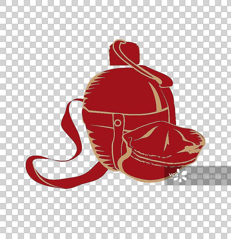 军人水壶与帽子的元素复古图片图片素材