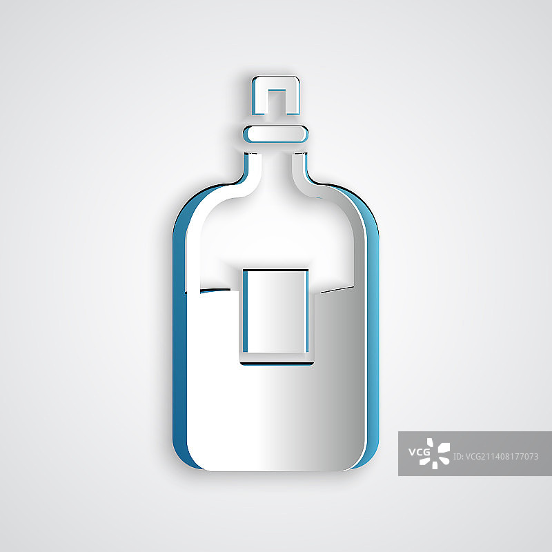 玻璃伏特加瓶剪纸图标图片素材