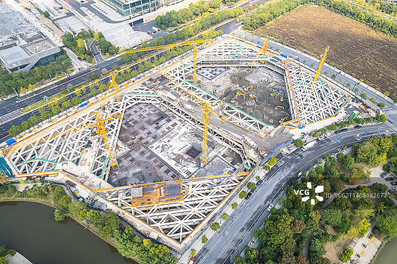 大楼地基坑航拍图片素材