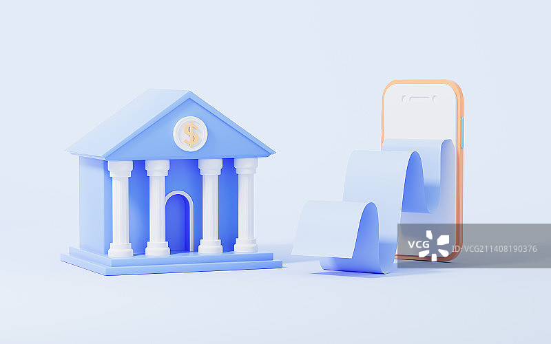手机与电子银行概念3D渲染图片素材