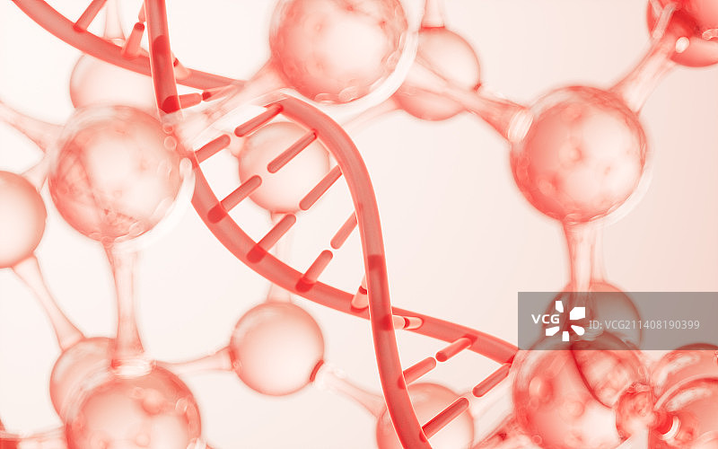 球形分子中的DNA3D渲染图片素材
