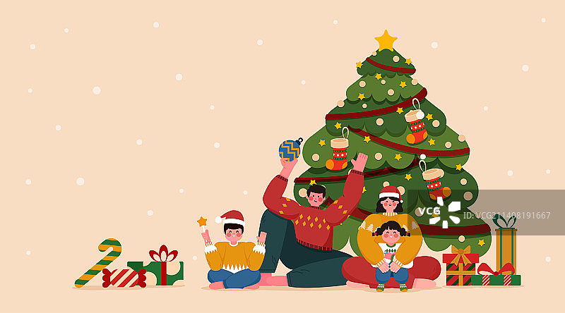一家人过圣诞节图片素材