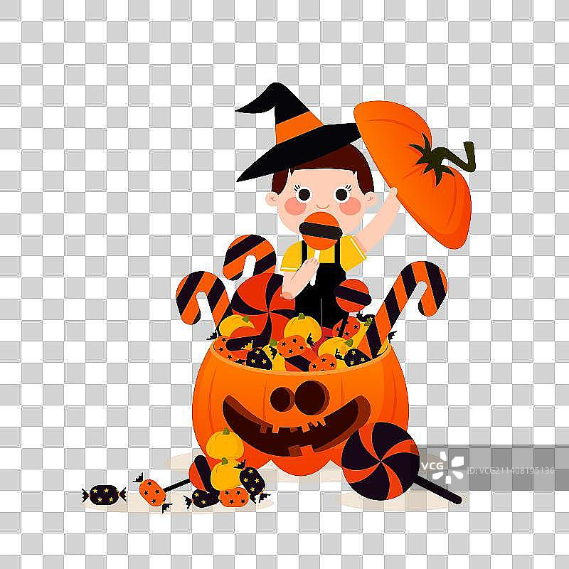 万圣节南瓜女孩糖果图片素材