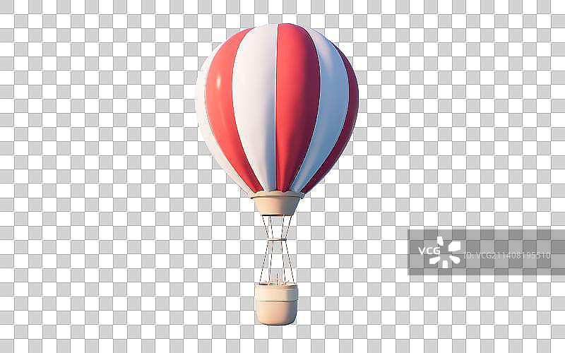 热气球与透明背景3D渲染图片素材