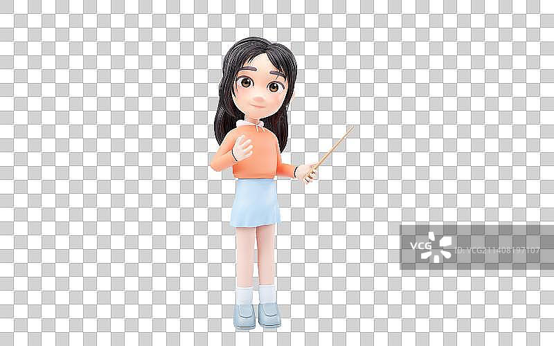 卡通教师女孩3D渲染图片素材