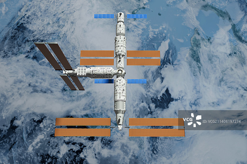梦天试验舱与中国空间站对接后的新姿态图片素材