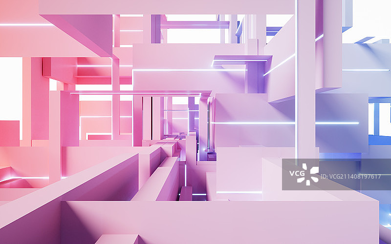 彩色渐变创意几何体线条3D渲染图片素材