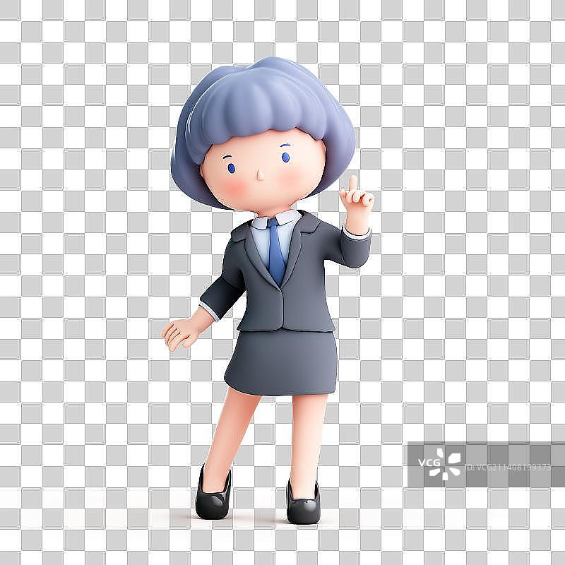 3D渲染的可爱商务女孩图片素材