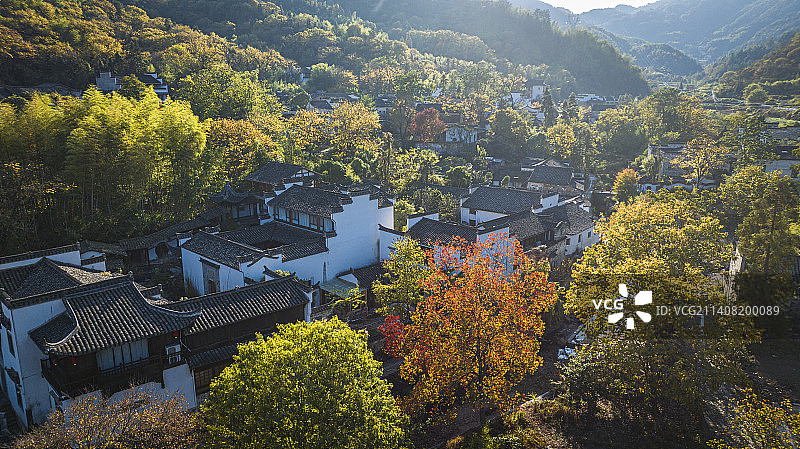 皖南查济古镇航拍图片素材
