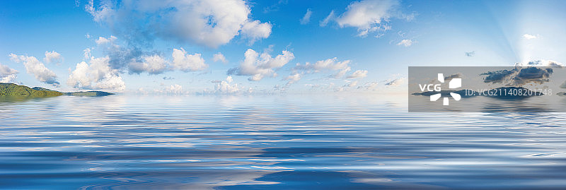 蓝天白云下的青海湖天空倒影图片素材