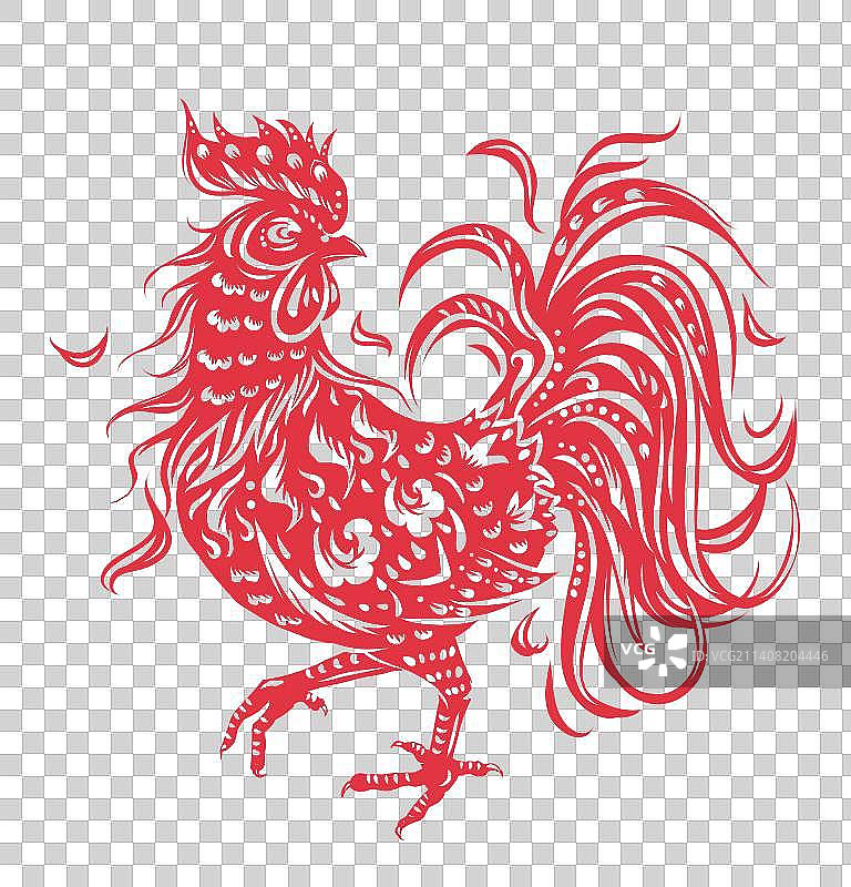 鸡剪纸元素图片素材