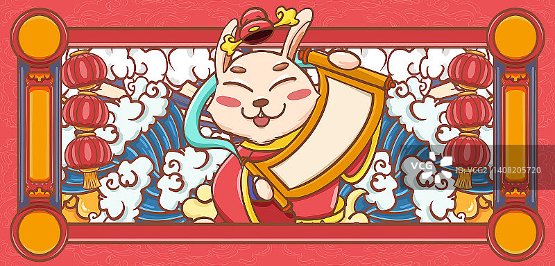 卡通兔年中国新年插画素材图片素材