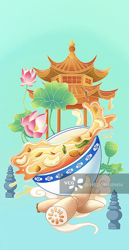 藕粉插画设计图片素材