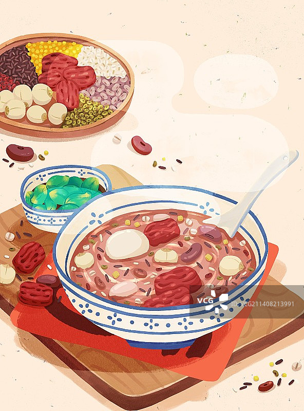 手绘腊八节冬季暖心腊八粥腊八蒜图片素材