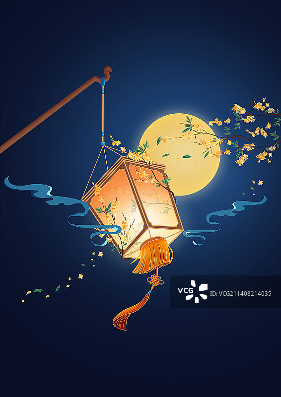 中秋桂花灯笼图片素材