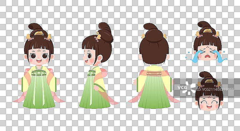 古装汉服卡通小女孩可爱IP形象图片素材