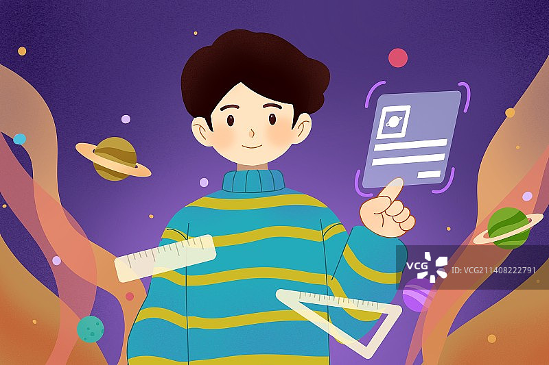 上网课学习知识的小男孩图片素材