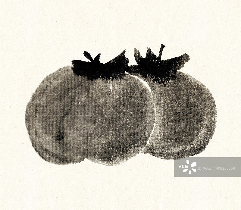水墨画柿子图片素材