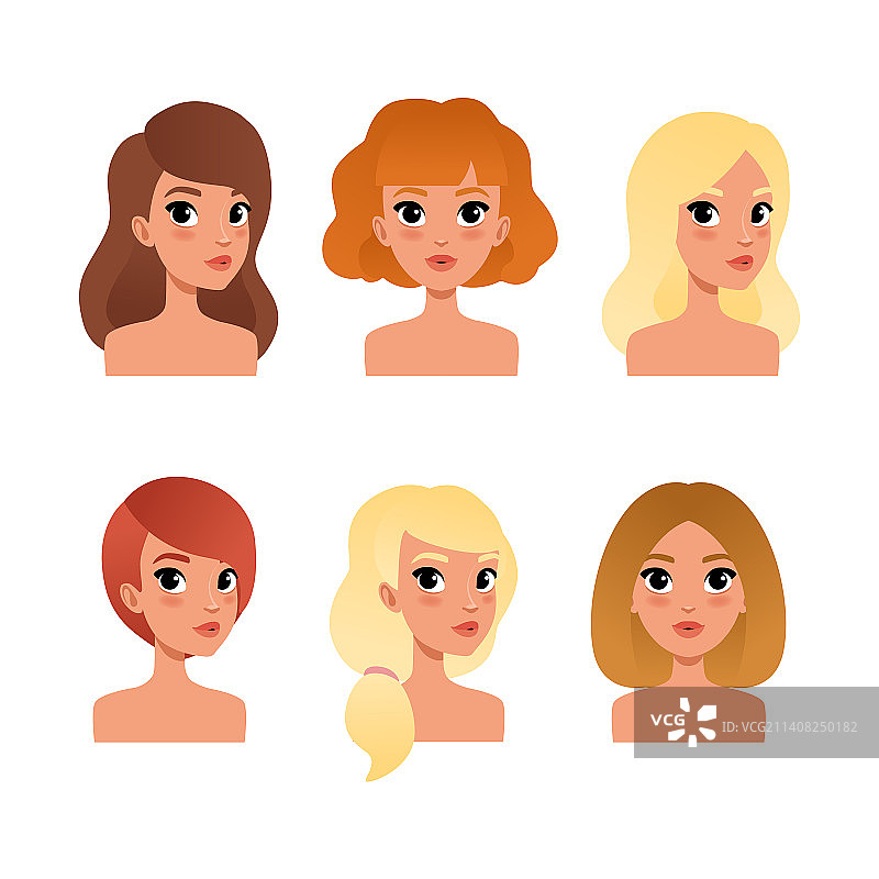 年轻女性头像合集图片素材