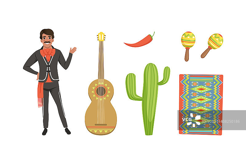 墨西哥传统物品和快乐的人图片素材