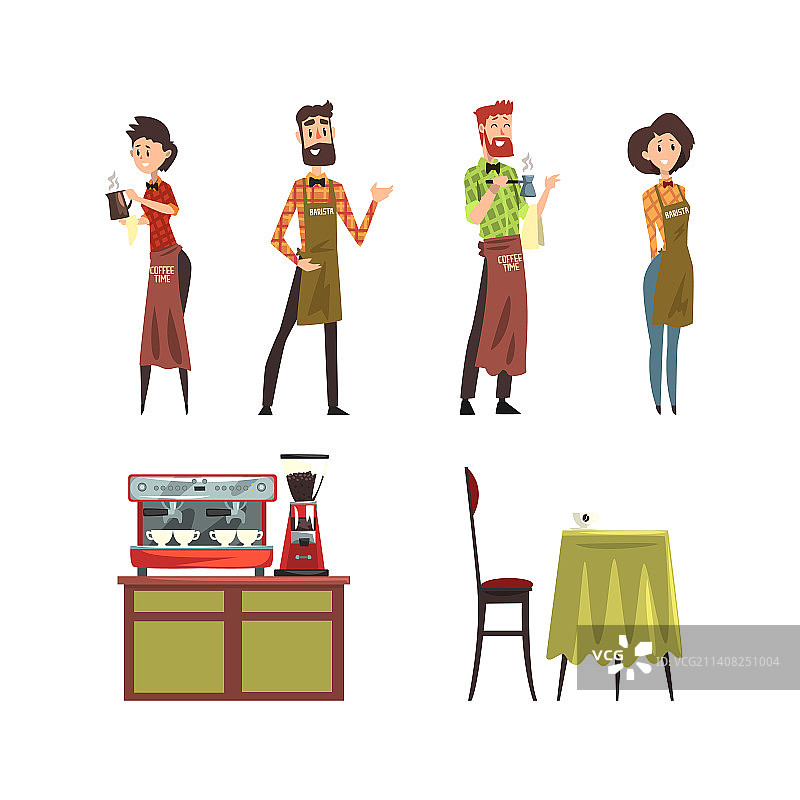 咖啡馆或商店里的男女咖啡师图片素材