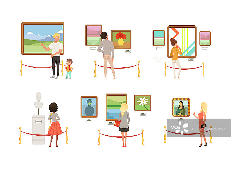 参观经典艺术画廊或博物馆的游客图片素材