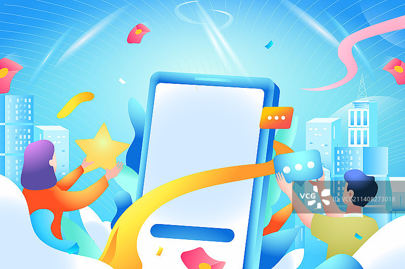 卡通双十二购物节电商促销网购消费学生新学期开学季娱乐休闲游戏电玩商城城市消费券渐变矢量插画图片素材