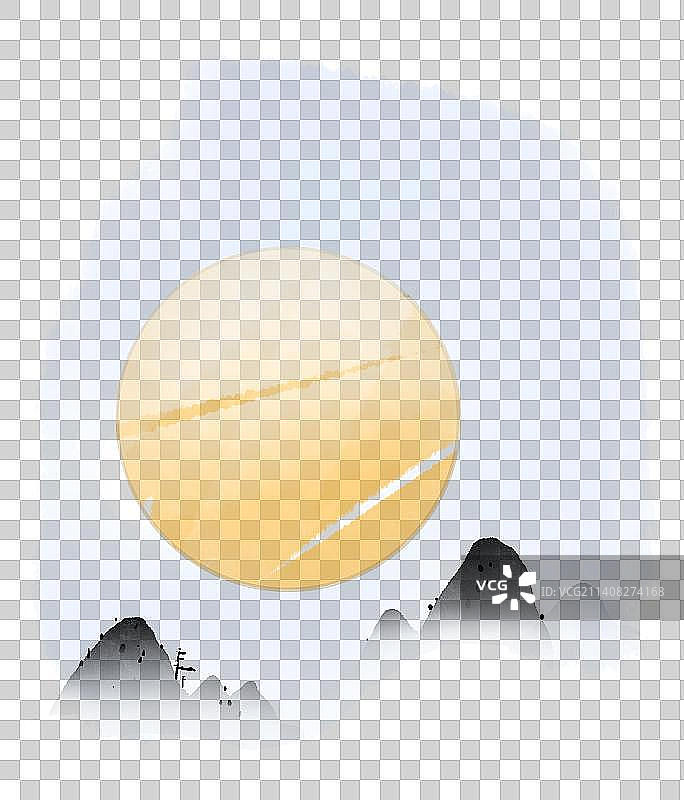 秋天中秋节月亮中国风手绘水墨设计国风元素图片素材