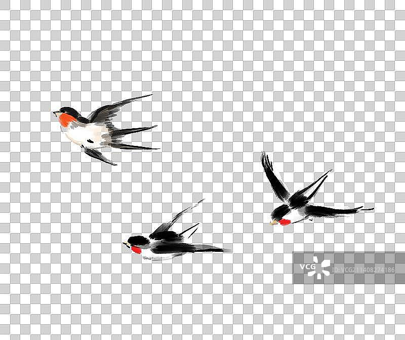 春天燕子中国风手绘水墨设计国风元素图片素材