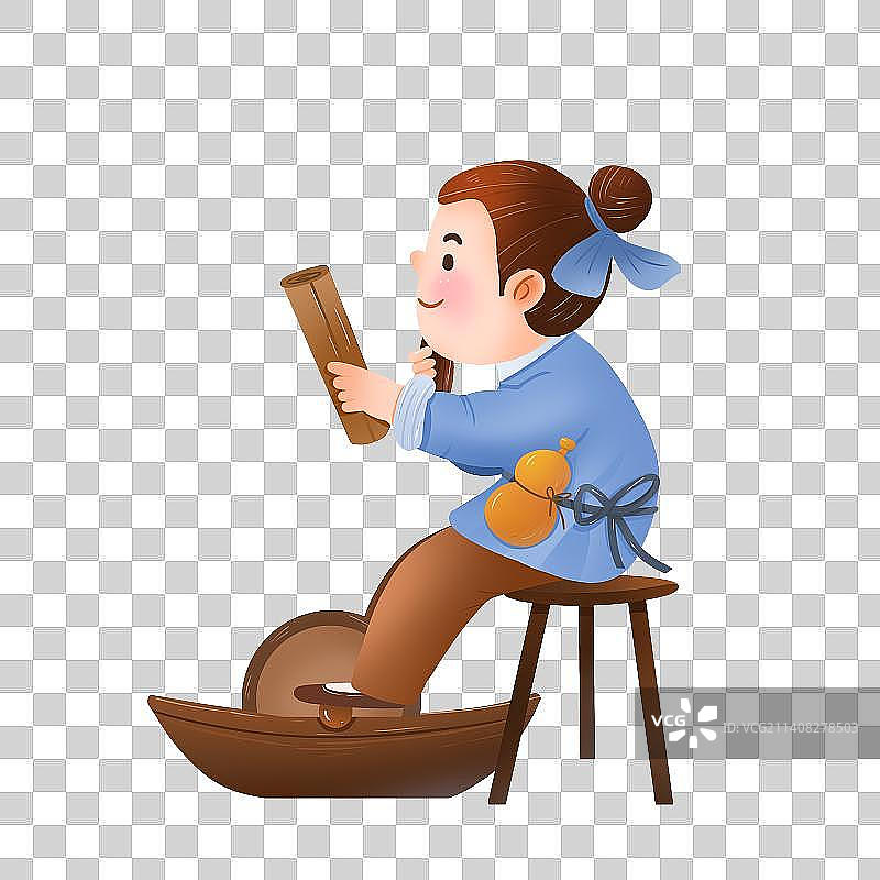 手绘卡通古代中医碾药材免抠元素图片素材