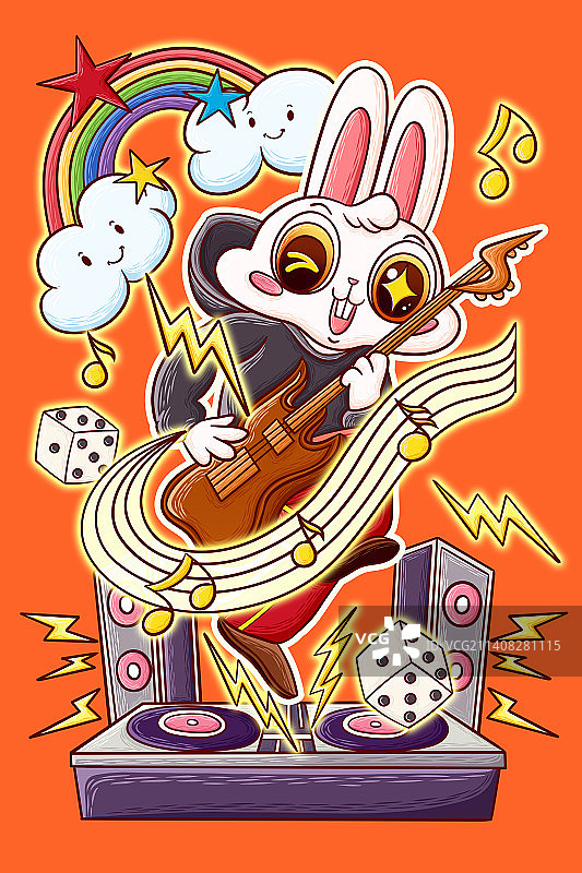 兔年笑口常开插画图片素材