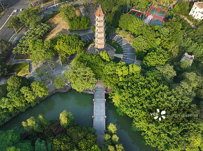 广东省佛山市顺德区文塔公园海骏达广场航拍图片素材