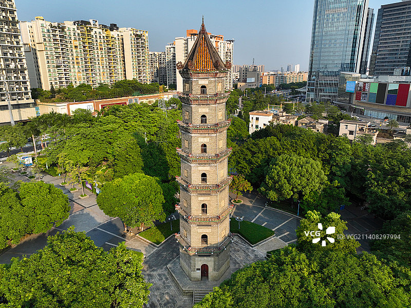 广东省佛山市顺德区文塔公园海骏达广场航拍图片素材
