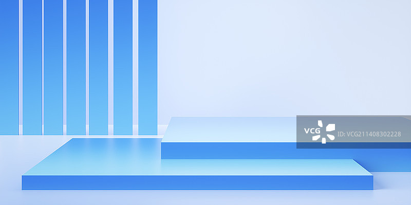 C4D蓝色立体几何电商展台场景图片素材